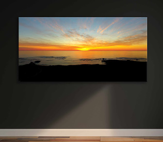 This aerial photograph draws you in to the beauty and perfection of a sunset caught at the magic hour at gorgoeus Point Peron - available in a slection of canvas sizes.